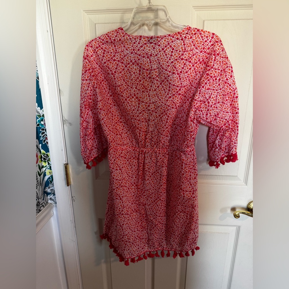 J. Crew floral print cover-up dress featuring a tassel-trimmed hem Small - Picture 5 of 6